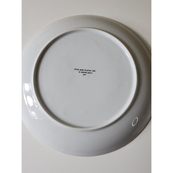 Vintage FITZ AND FLOYD 1976 Poppy & Butterfly 9" Plate inset Tea Cup - Set of 2 - Picture 11 of 11